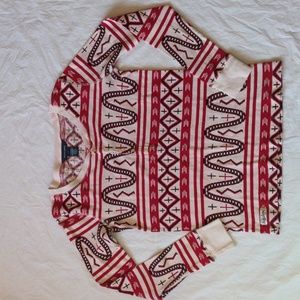 Ralph Lauren Girls Aztec Print Thermal Long Sleeve Top Size XL